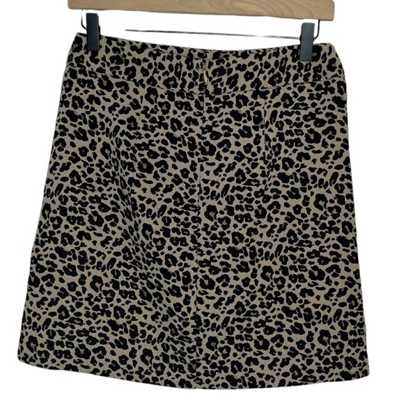 Loft‎ 0 Leopard Print A-Line Mini Skirt Black Tan Animal Print Cheetah Stretch - Picture 3 of 6